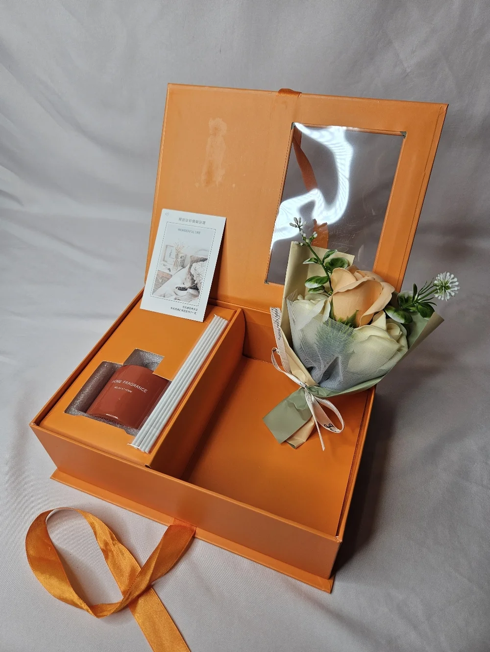 Luxury Gift Box with Reed Diffuser & Soap Flower Bouquet – Citrus Fruits